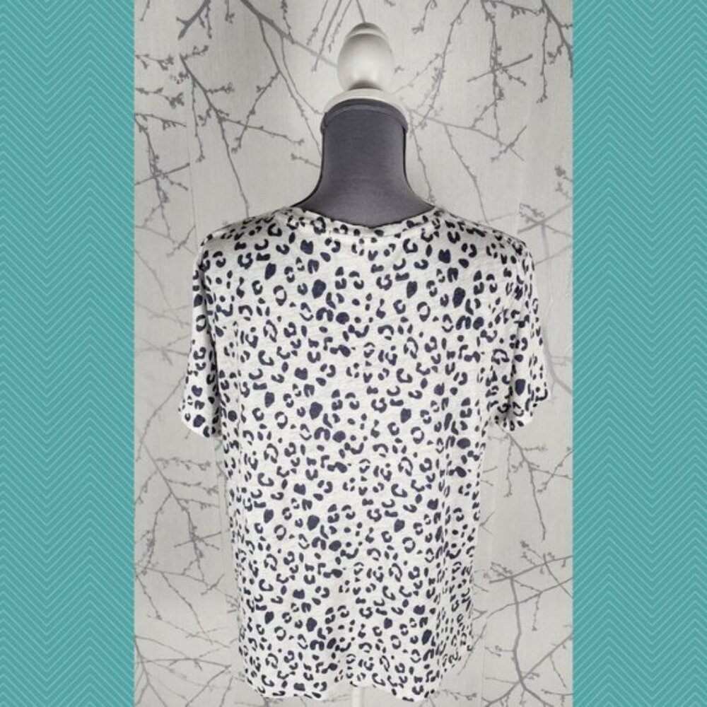 Rails White Leopard Print Linen Tencel V-Neck Tee - image 3